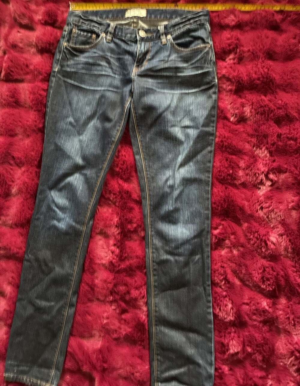 Free People Dark Wash Mid Rise Skinny Jeans Sz 26 A551